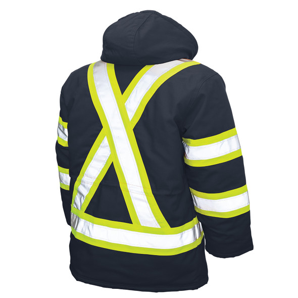 Class 1 Hi Vis Two-Tone X-Back Navy Cotton Duck Parka S157-NVY Back